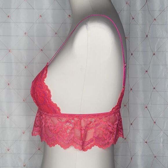 Out From Under Urban Outfitters Neon Coral Pink Lace Bralette Size Small NWOT - Picture 2 of 8
